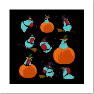 blue indian ringneck halloween pattern Posters and Art